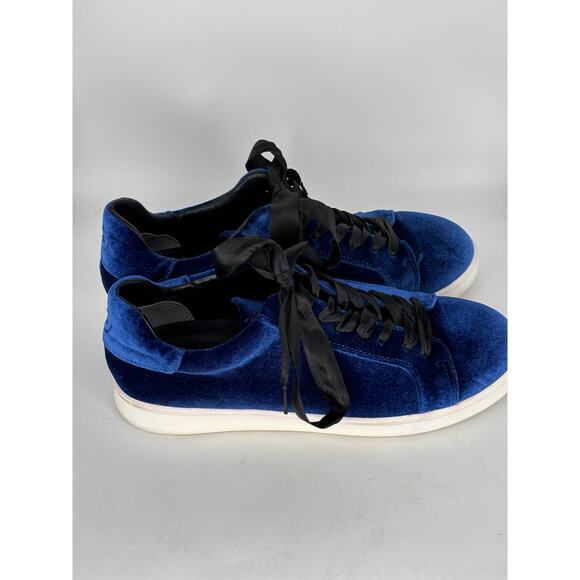 Sam Edelman Marlow Sneakers Navy Blue Velvet Ribbon Laces Size 8.5 US Women - Picture 4 of 8